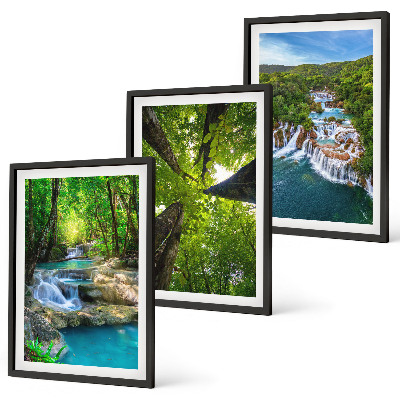 Wall art set Waterfalls green forest water