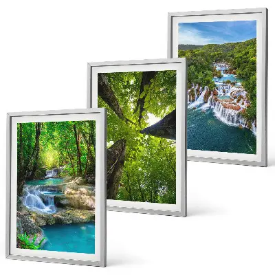 Wall art set waterfalls in a green forest
