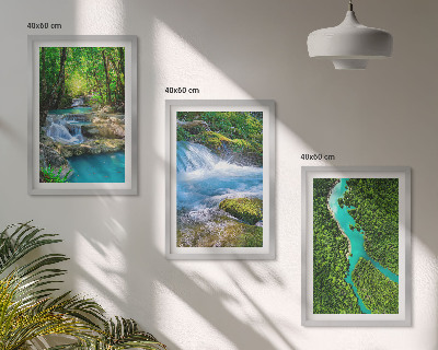 Set of 3 framed wall art pieces Green forests, crystalline waters