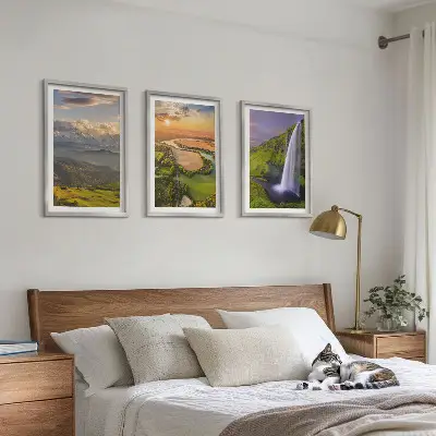 Wall art set featuring mountain rivers and waterfalls