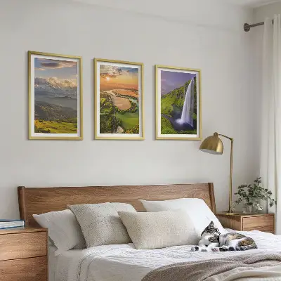 Wall art set featuring mountain rivers and waterfalls