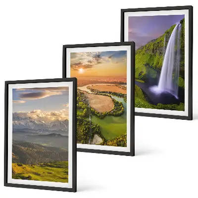Wall art set featuring mountain rivers and waterfalls