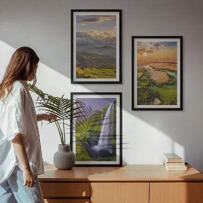 Wall art set Mountain rivers waterfalls nature