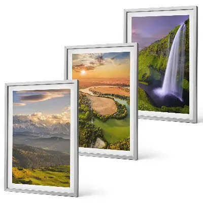 Wall art set featuring mountain rivers and waterfalls