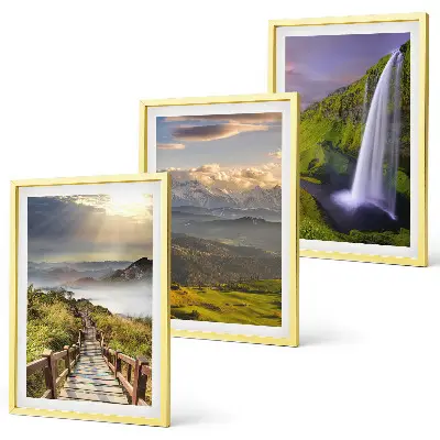 Set of 3 framed mountain waterfall wall art pieces mountain landscape prints