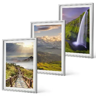 Set of 3 framed mountain waterfall wall art pieces mountain landscape prints