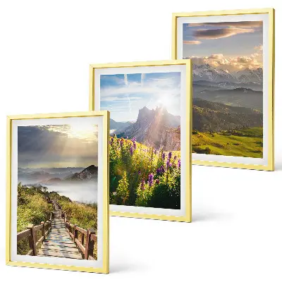 Mountain landscape with flowers wall art set 