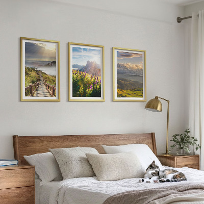 Wall art set Mountain landscape with flowers