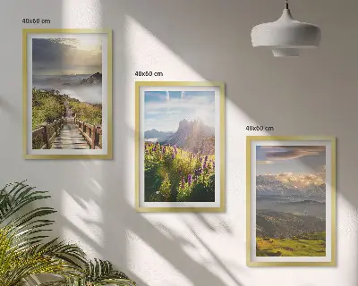 Mountain landscape with flowers wall art set 