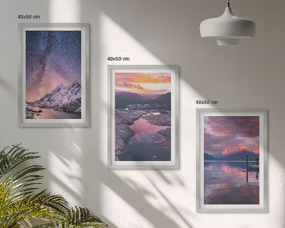 Set of 3 framed wall art pieces Mountains, water, beautiful landscapes