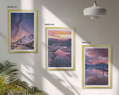 Set of 3 framed wall art pieces Mountains, water, beautiful landscapes