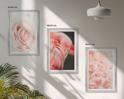 Wall art set Pastel pink flamingos delicately