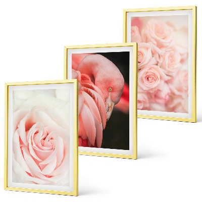 Wall art set Pastel pink flamingos delicately