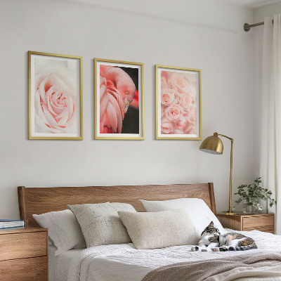 Wall art set Pastel pink flamingos delicately