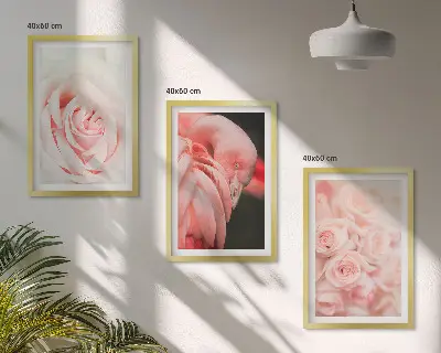 Wall art set featuring delicate pastel pink flamingos
