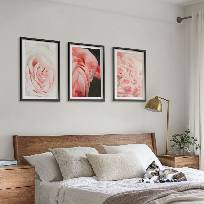Wall art set Pastel pink flamingos delicately
