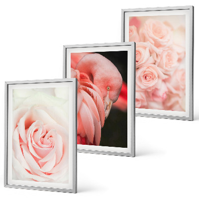Wall art set Pastel pink flamingos delicately