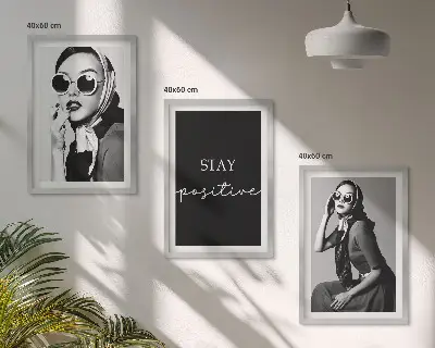 Three-piece wall art piece Stylish portraits of women wearing glasses