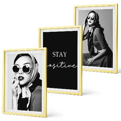 Three-piece wall art piece Stylish portraits of women wearing glasses