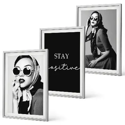 Three-piece wall art piece Stylish portraits of women wearing glasses