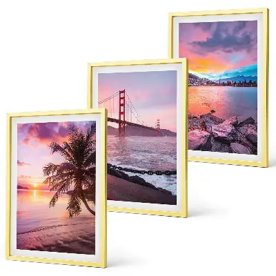 Sunset bridge landscape wall art set of 3 framed pieces