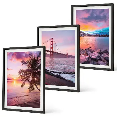 Sunset bridge landscape wall art set of 3 framed pieces