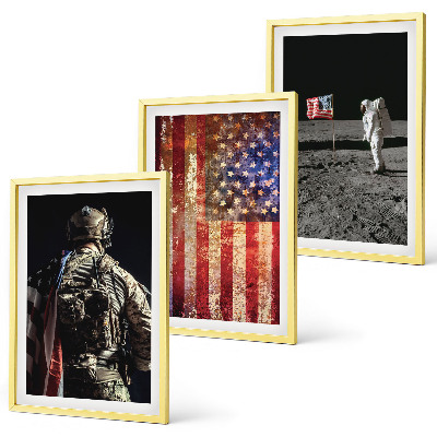 Wall art set American symbols USA flag