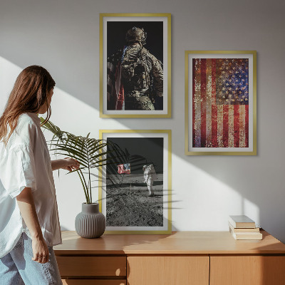 Wall art set American symbols USA flag