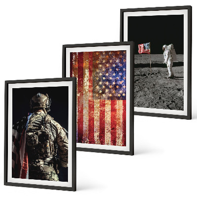 Wall art set American symbols USA flag