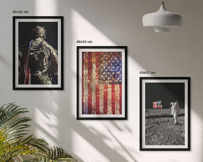 Wall art set American symbols USA flag