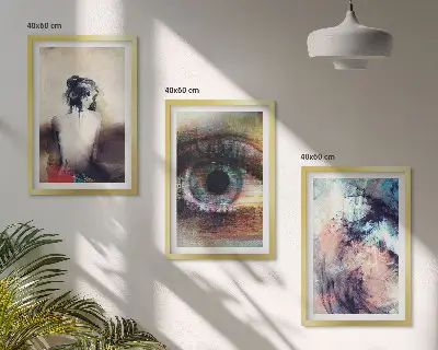 Three-piece wall art piece Portrait of a woman with abstract emotions