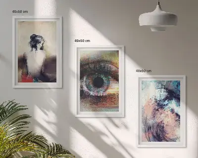 Three-piece wall art piece Portrait of a woman with abstract emotions