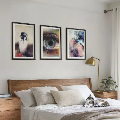 Three-piece wall art piece Portrait of a woman with abstract emotions