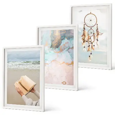 Abstract sea boho wall art set book style prints