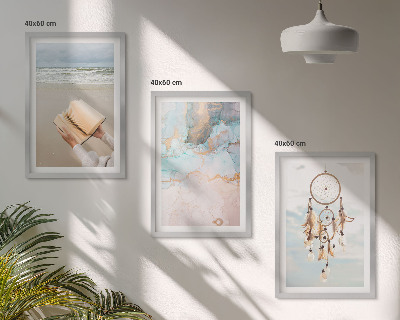Wall art set Abstract sea boho book