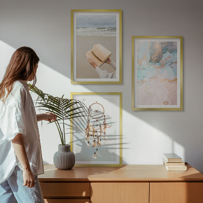 Wall art set Abstract sea boho book