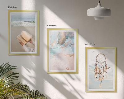Wall art set Abstract sea boho book