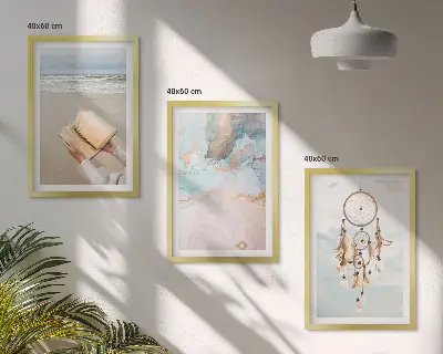Abstract sea boho wall art set book style prints