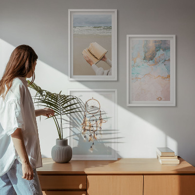 Wall art set Abstract sea boho book