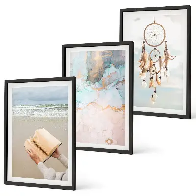 Abstract sea boho wall art set book style prints