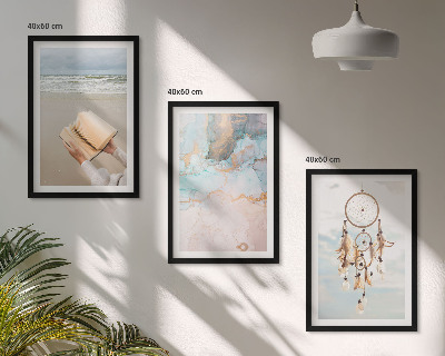 Wall art set Abstract sea boho book