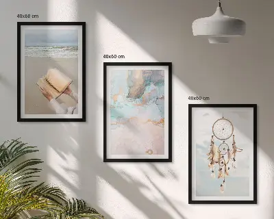 Abstract sea boho wall art set book style prints