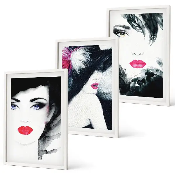 Three-piece wall art piece Portraits of women with lips