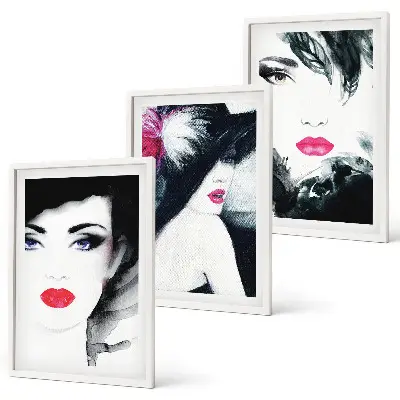 Three-piece wall art piece Portraits of women with lips