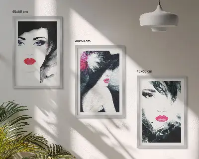 Three-piece wall art piece Portraits of women with lips