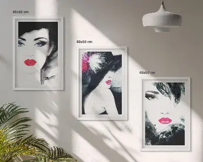 Three-piece wall art piece Portraits of women with lips