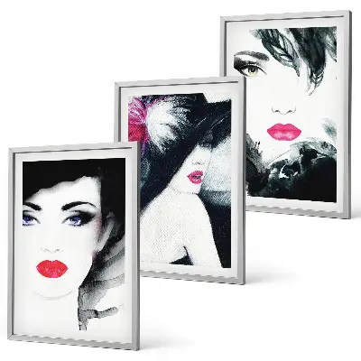 Three-piece wall art piece Portraits of women with lips