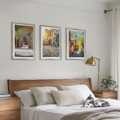 Three-piece wall art piece Charming stone streets