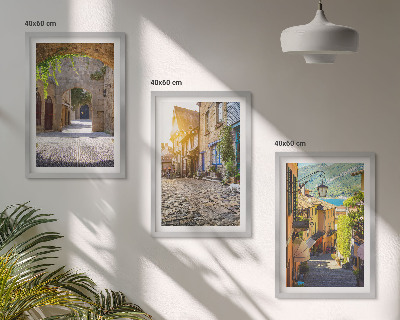 Three-piece wall art piece Charming stone streets