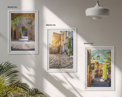 Three-piece wall art piece Charming stone streets
